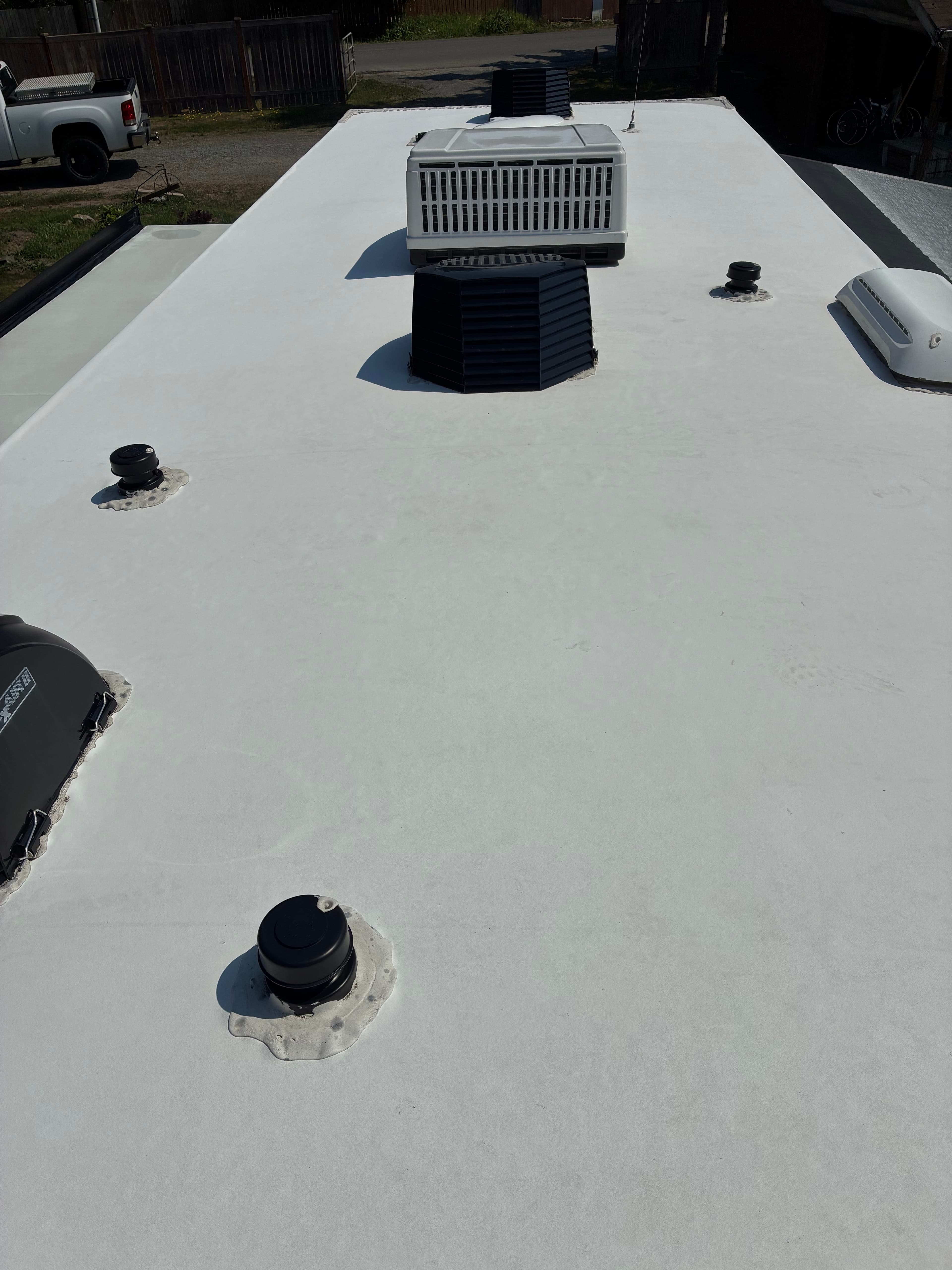 Motorhome roof clean and restored after professional RV roof cleaning service in Tulalip, WA